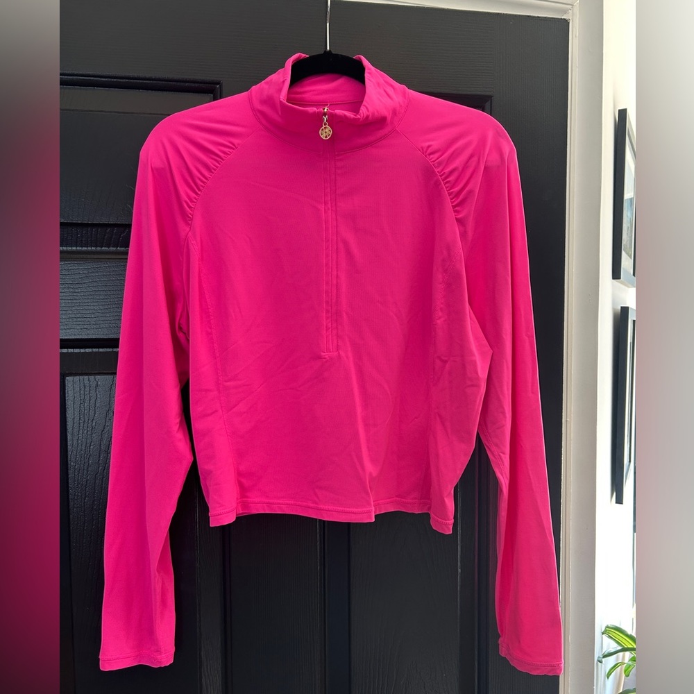 Lilly Pulitzer Justine Bright Pink Quarter Zip Active Pullover - Picture 5 of 9